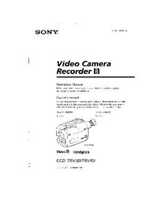 Sony CCD TRV 40 manual. Camera Instructions.